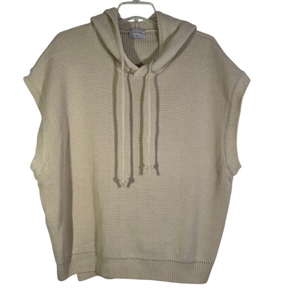 Women's L Weekend Seoul Oversized Sleeveless Hoodie Sweater Cream Beige - Picture 1 of 3